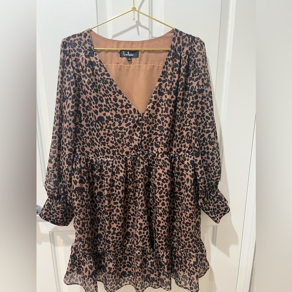 Lulu leopard print dress size L empire waist